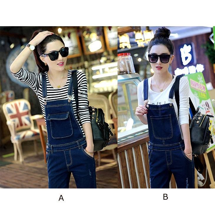 レディース　ボトムス　デニム　オーバーオール　サロペット　無地　大人カジュアル　大きいサイズ　シンプル　デイリー　ラフスタイル　お出かけ　デート　ブルー　送料無料