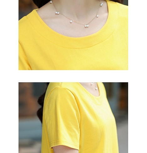 レディース　トップス　ショート　カットソー　Tシャツ　ラウンドネック　半袖　無地　シンプル　カジュアル　定番　大きいサイズ　スポーツ　ヨガ　ダンス　ラフスタイル　ルームウェア　デイリー　イエロー　ブルー　グレー　ブラック　送料無料