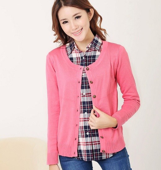 レディース　カーディガン　長袖　ラウンドネック　ソリッドカラー　シンプル　おしゃれ　すっきり　エレガント　カジュアル　お出かけ　デート　デイリー　普段着　全１２色　送料無料