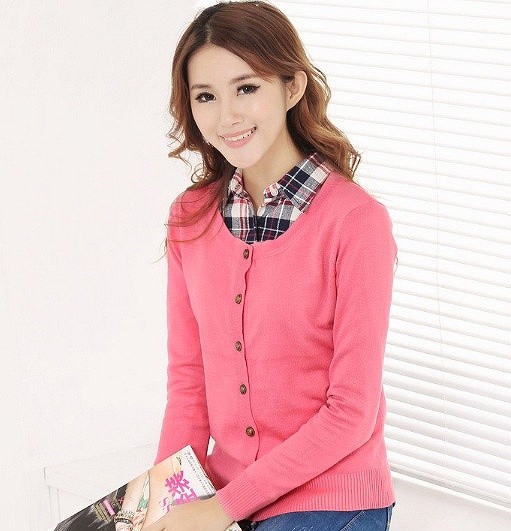 レディース　カーディガン　長袖　ラウンドネック　ソリッドカラー　シンプル　おしゃれ　すっきり　エレガント　カジュアル　お出かけ　デート　デイリー　普段着　全１２色　送料無料