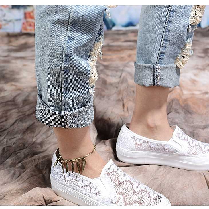 レディース　ボトムス　デニムパンツ　ジーンズ　ストレート　リップドデニム　ダメージ　ロールアップ　ルーズパンツ　無地　春夏　大きいサイズ　大人カジュアル　ヒップホップ　デイリー　お出かけ　デート　ブルー　送料無料