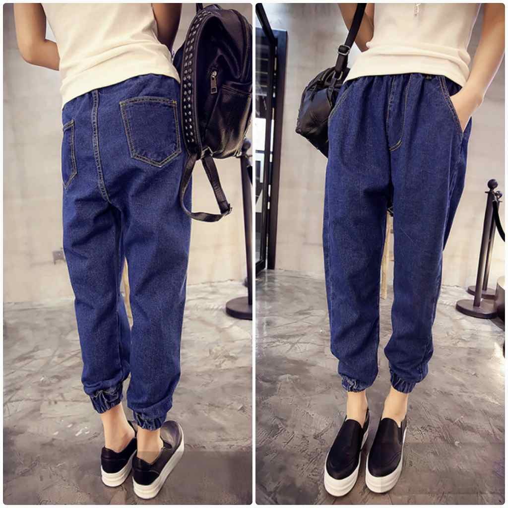 レディース　大きいサイズ　ジョガーパンツ　デニム　ジーンズ　ゆったり　ボトムス　人気　春物　夏物　女性　大人　カジュアル　キュート　可愛い　フェミニン　おしゃれ　エレガント　セクシー　ファッション　ブルー　S　M　L　XL　XXL　送料無料