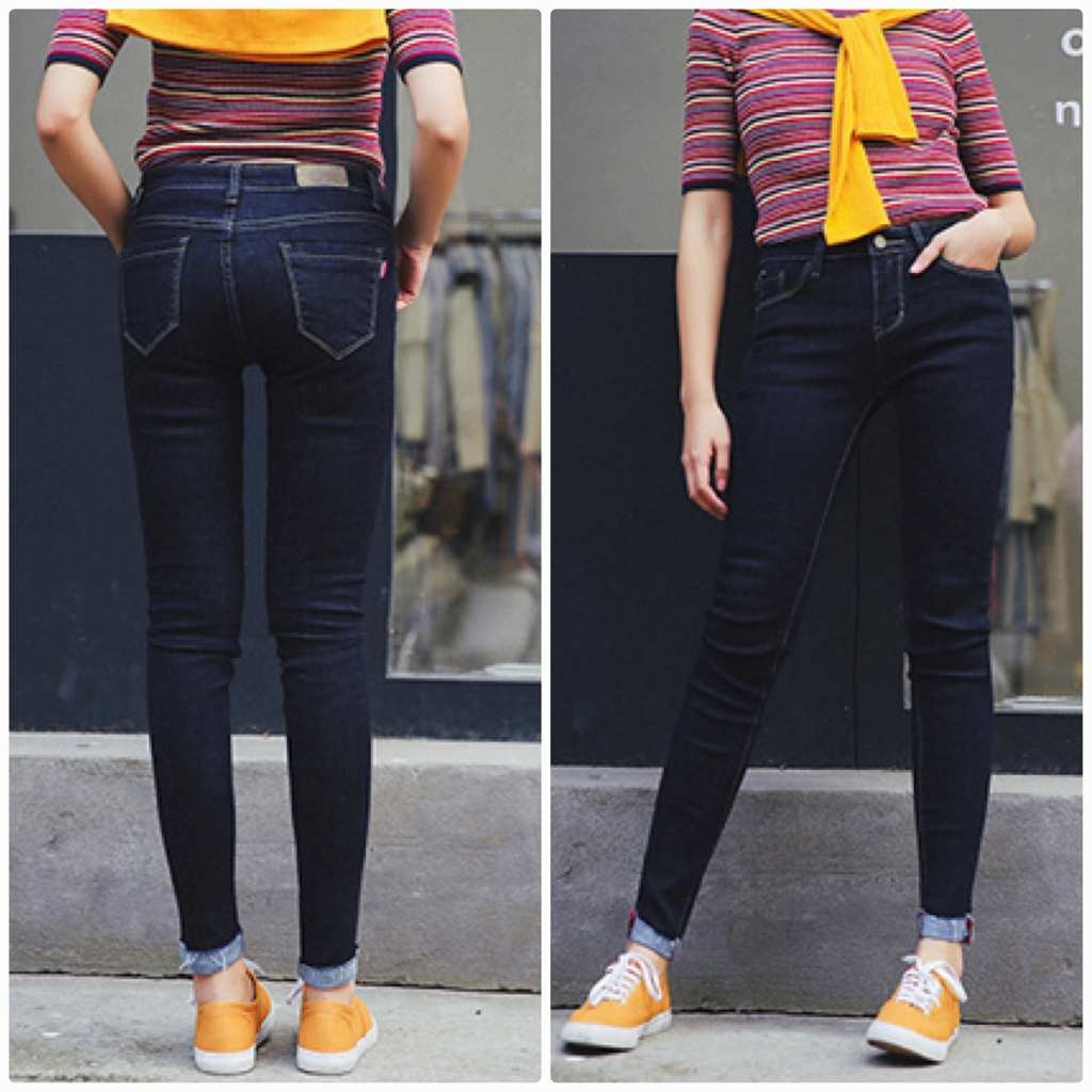 レディース　スキニー　デニム　ジーンズ　パンツ　ボトムス　スリム　テーパード　人気　春物　夏物　女性　大人　カジュアル　キュート　可愛い　フェミニン　おしゃれ　ファッション　ブラック　ブルー　S　M　L　XL　サイズ　送料無料