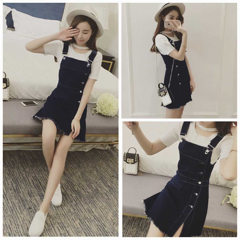 レディース　シングルブレスト　サロペット　ジャンパースカート　デニム　ジーンズ　ジーパン　ミニスカート　ボトムス　人気　春物　夏物　女性　大人　カジュアル　おしゃれ　ファッション　ネイビー　S　M　L　XL　XXL　サイズ　送料無料
