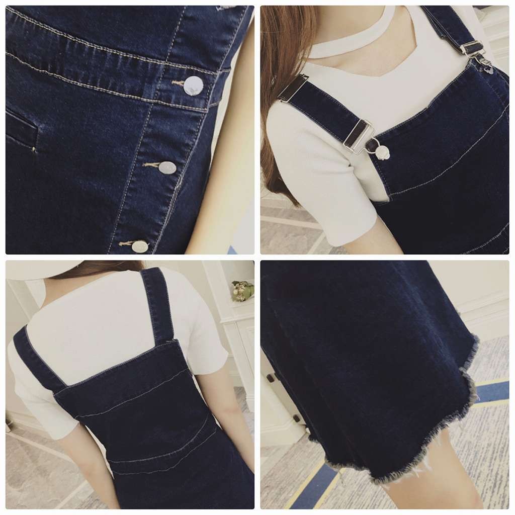 レディース　シングルブレスト　サロペット　ジャンパースカート　デニム　ジーンズ　ジーパン　ミニスカート　ボトムス　人気　春物　夏物　女性　大人　カジュアル　おしゃれ　ファッション　ネイビー　S　M　L　XL　XXL　サイズ　送料無料