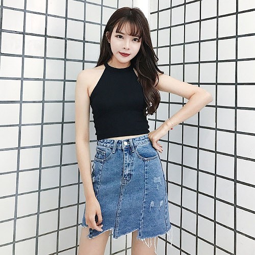 レディース　スカート　デニム　タイト　アシンメトリー　切りっぱなし　カットオフ　フレイドヘム　ダメージ　ミニスカート　カジュアル　フェミニン　キュート　可愛い　おしゃれ　普段着　リゾート　夏　送料無料