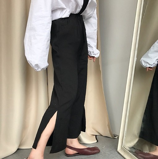 レディース　ボトムス　ワイドパンツ　ガウチョパンツ　無地　スリット　ポケット付　カジュアル　フェミニン　シンプル　通勤　OL　普段着　お出かけ　デート　ブラック　ブラウン　送料無料