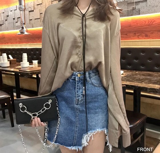 レディース　スカート　デニム　膝上　アシンメトリー　フレイドヘム　切りっぱなし　カットオフ　カジュアル　フェミニン　キュート　可愛い　おしゃれ　セクシー　送料無料