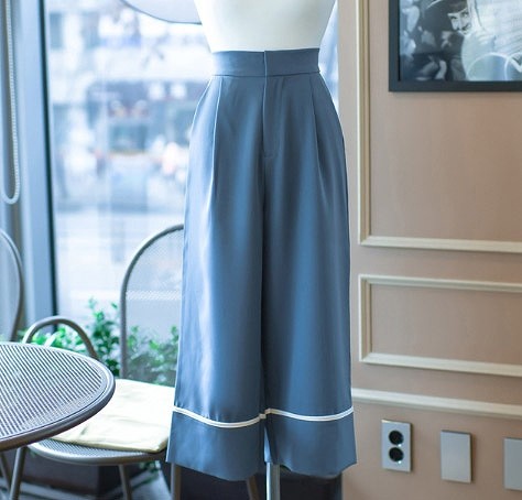 レディース　セットアップ　ボトムス　ワイド　パンツ　キャミソール　クロップドパンツ　無地　カジュアル　フェミニン　シンプル　通勤　OL　普段着　お出かけ　デート　ブルー　送料無料