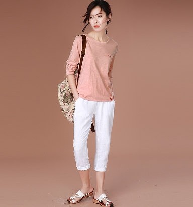 レディース　Ｔシャツ　長袖　ラウンドネック　ビッグヤード　すっきり　シンプル　おしゃれ　エレガント　カジュアル　お出かけ　デート　デイリー　普段着　ピンク　ブラウン　送料無料