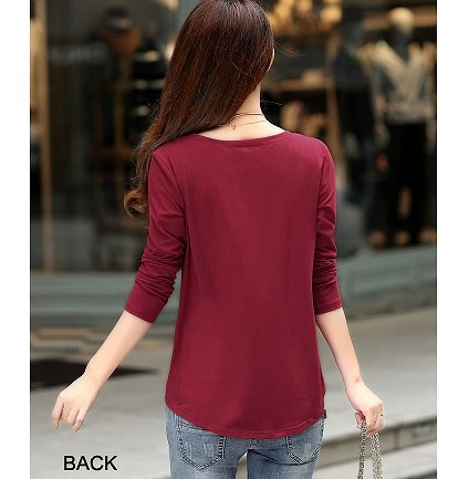 レディース　Ｔシャツ　長袖　ラウンドネック　無地　すっきり　シンプル　おしゃれ　エレガント　カジュアル　お出かけ　デート　デイリー　普段着　全６色　送料無料