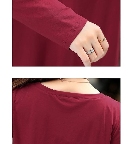 レディース　Ｔシャツ　長袖　ラウンドネック　無地　すっきり　シンプル　おしゃれ　エレガント　カジュアル　お出かけ　デート　デイリー　普段着　全６色　送料無料