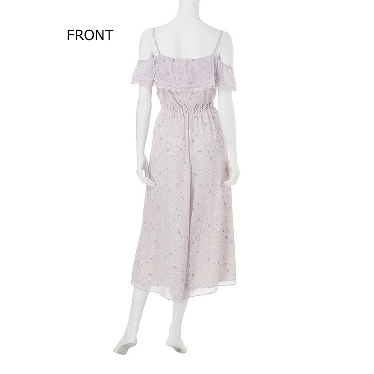 レディース　ワンピース　ストラップ付き　オフショルダー　マキシ丈　ロング丈　トップス　ボトムス　人気　春物　夏物　女性　大人　カジュアル　可愛い　フェミニン　おしゃれ　ファッション　ホワイト　パープル　フリーサイズ　ワンサイズ　送料無料