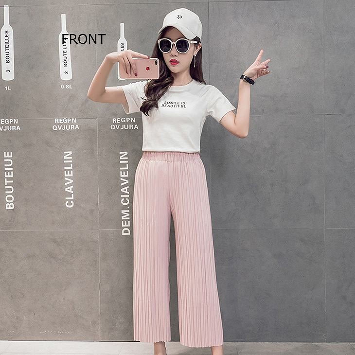 レディース　シフォン　プリーツ　ワイドレッグパンツ　クロップド　半端丈　7分丈　ボトムス　人気　春物　夏物　女性　大人　カジュアル　可愛い　フェミニン　エレガント　おしゃれ　ファッション　グレー　ブラック　ピンク　S　M　L　XL　サイズ　送料無料