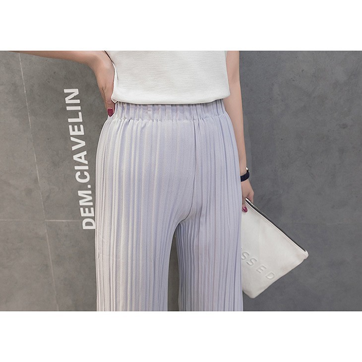 レディース　シフォン　プリーツ　ワイドレッグパンツ　クロップド　半端丈　7分丈　ボトムス　人気　春物　夏物　女性　大人　カジュアル　可愛い　フェミニン　エレガント　おしゃれ　ファッション　グレー　ブラック　ピンク　S　M　L　XL　サイズ　送料無料