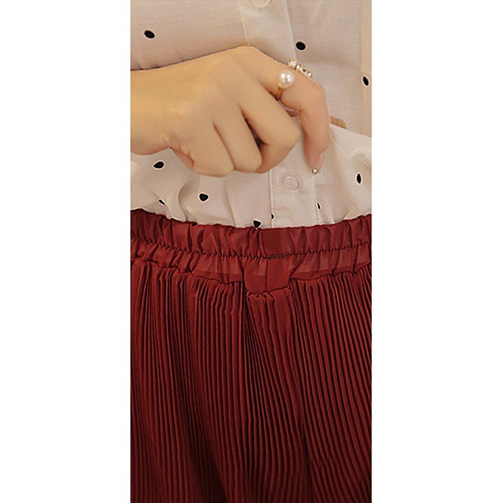 レディース　シフォン　ワイドレッグパンツ　ハイウエスト　プリーツ　クロップド　半端丈　ボトムス　春物　夏物　女性　大人　フェミニン　エレガント　おしゃれ　ファッション　グレー　レッド　ブラック　ピンク　ホワイト　フリーサイズ　ワンサイズ　送料無料