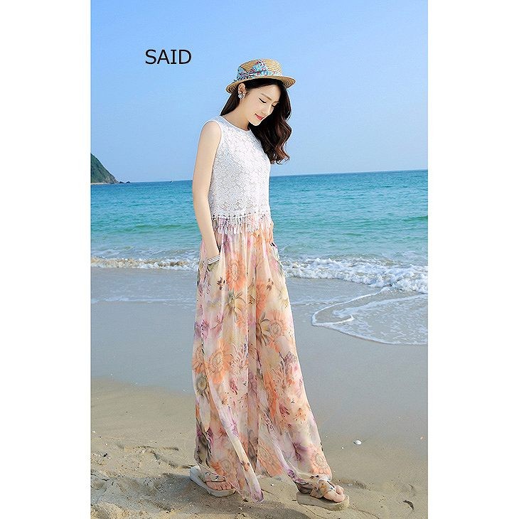 レディース　シフォン　ワイドレッグパンツ　ハイウエスト　透け感　キュロット　ロング丈　ボトムス　春物　夏物　海　女性　大人　カジュアル　可愛い　フェミニン　セクシー　エレガント　清楚　上品　おしゃれ　ファッション　ブルー　ピンク　M　L　サイズ　送料無料