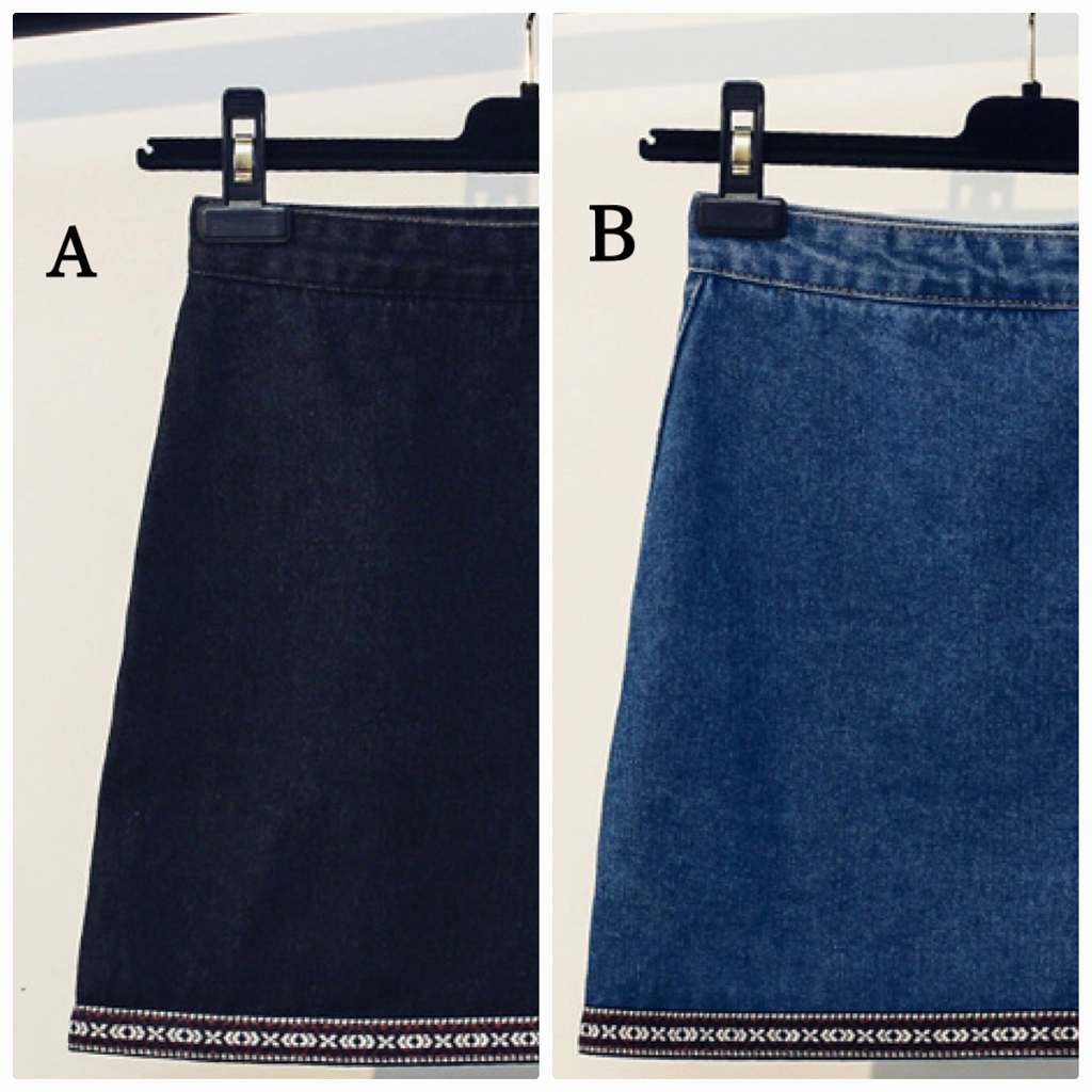 レディース　スカート　デニム　ストレート　サロン　ボタン　刺繍　春　夏　カジュアル　フェミニン　キュート　可愛い　おしゃれ　無地　普段着　ブラック　ブルー　送料無料