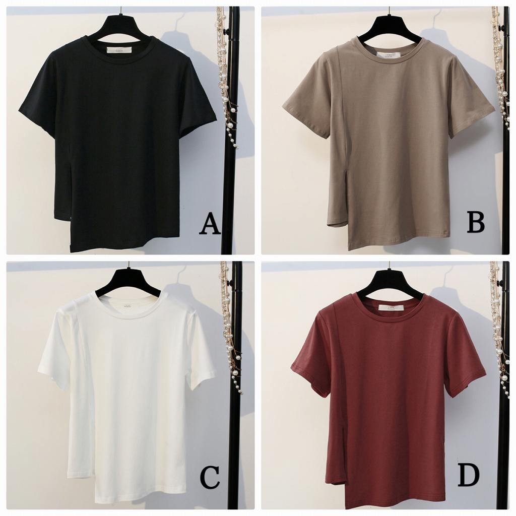 レディース　トップス　Tシャツ　無地　カットソー　半袖　綿　ラウンドネック　シンプル　カジュアル　大人可愛い　フェミニン　デート　お出かけ　普段着　ホワイト　ブラック　送料無料