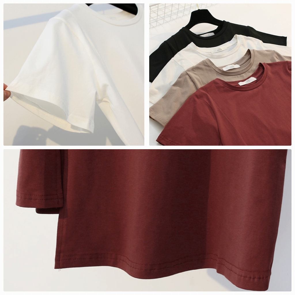 レディース　トップス　Tシャツ　無地　カットソー　半袖　綿　ラウンドネック　シンプル　カジュアル　大人可愛い　フェミニン　デート　お出かけ　普段着　ホワイト　ブラック　送料無料