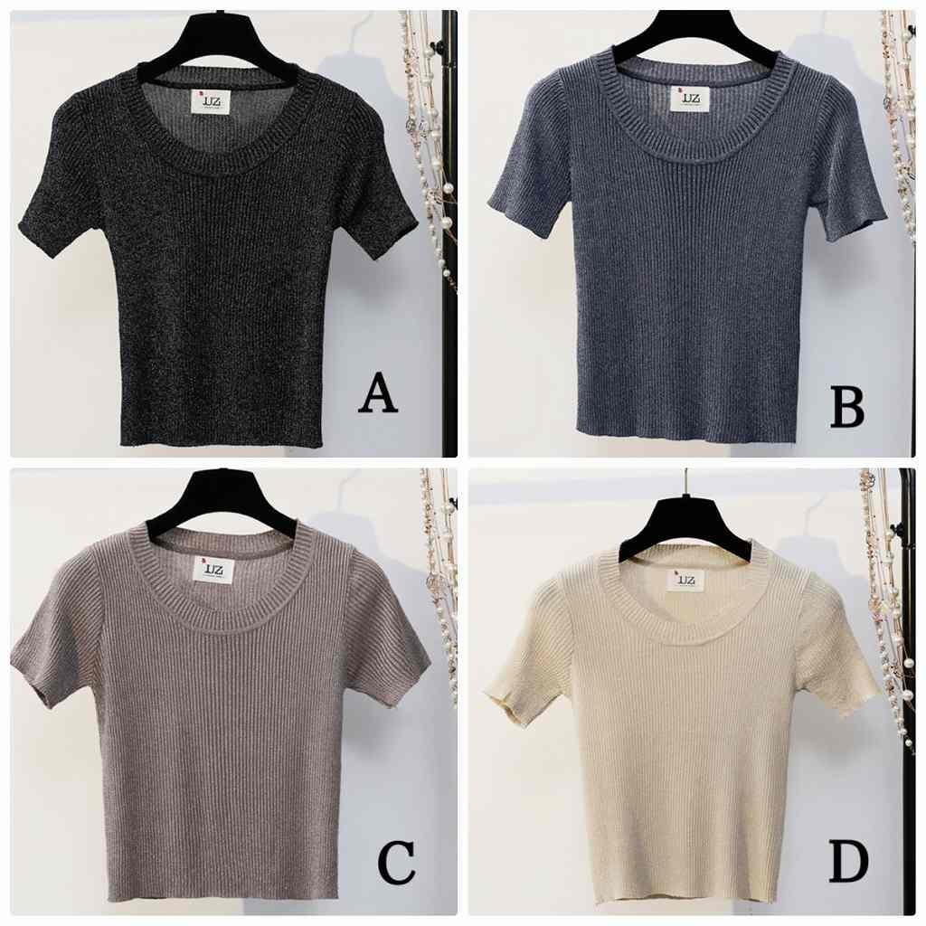 レディース　トップス　Tシャツ　カットソー　半袖　無地　ニット　シンプル　スリム　フィット　エレガント　セクシー　カジュアル　大人可愛い　フェミニン　おしゃれ　通勤　デート　お出かけ　普段着　ブラック　グレー　ベージュ　送料無料