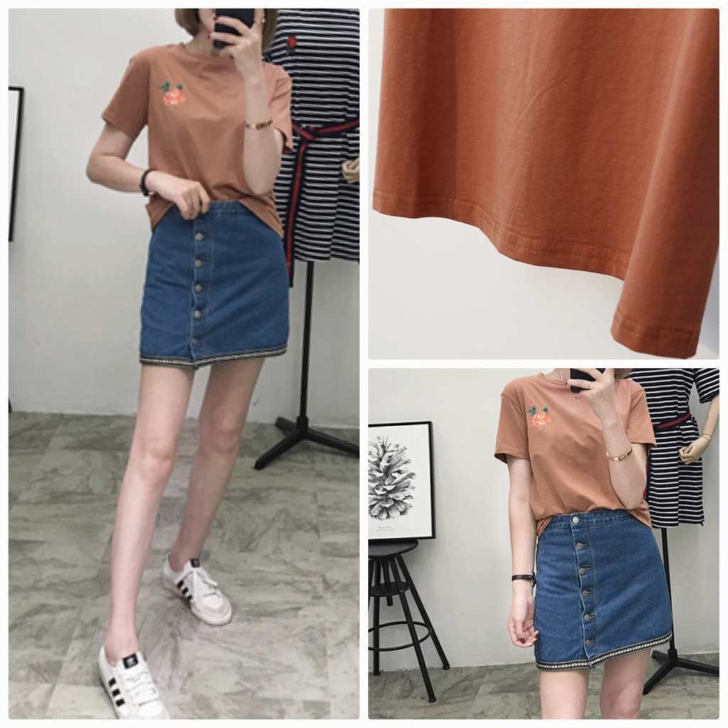 レディース　トップス　Tシャツ　半袖　綿　コットン混　シンプル　ワンポイント　花柄　刺繍　　ゆったり　カジュアル　大人可愛い　フェミニン　デート　お出かけ　普段着　ブラック　ホワイト　ピンク　送料無料