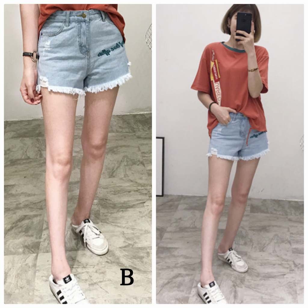 レディース　ボトムス　ジーンズ　デニム　ショートパンツ　フレイドヘム　切りっぱなし　カットオフ　刺繍　バラ　花柄　ダメージ　クラッシュ　大人カジュアル　フェミニン　シンプル　リゾート　普段着　デイリー　お出かけ　デート　ブルー　送料無料