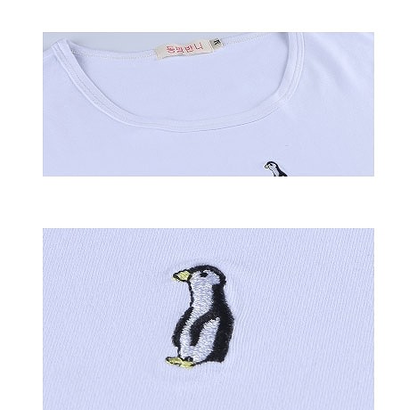 レディース　トップス　カットソー　Tシャツ　Vネック　半袖　刺繍　シンプル　ゆったり　カジュアル　大人可愛い　大きいサイズ　フェミニン　オフィス　デート　お出かけ　デイリー　ネイビー　ホワイト　送料無料