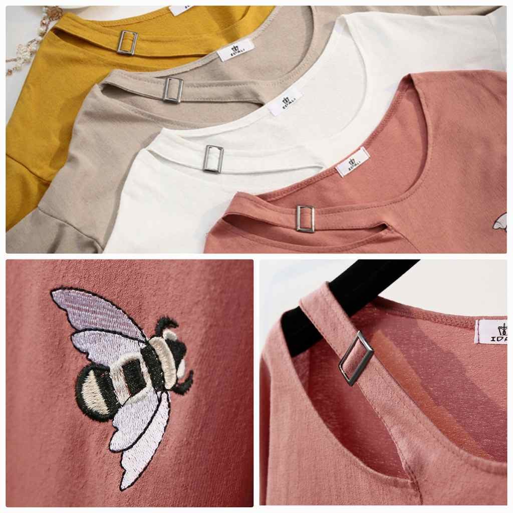 レディース　トップス　Tシャツ　半袖　綿　コットン　刺繍　フレア袖　アンブレラ袖　シンプル　ワンポイント　ゆったり　カジュアル　大人可愛い　フェミニン　セクシー　デート　お出かけ　普段着　ブラック　ホワイト　レッド　イエロー　カーキ　送料無料