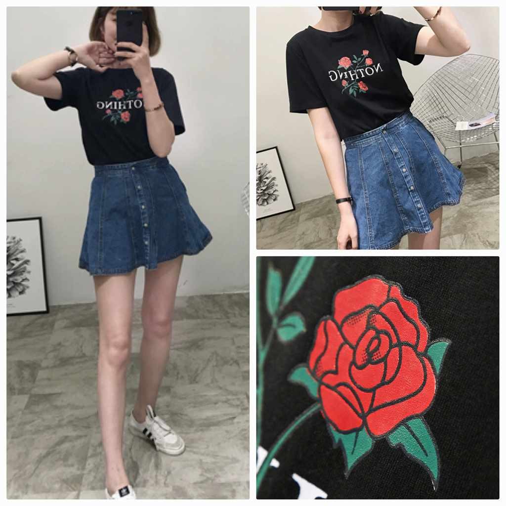 レディース　トップス　Tシャツ　半袖　綿　コットン　花柄　プリント　シンプル　ゆったり　カジュアル　大人可愛い　フェミニン　デート　お出かけ　普段着　ブラック　ホワイト　ベージュ　送料無料