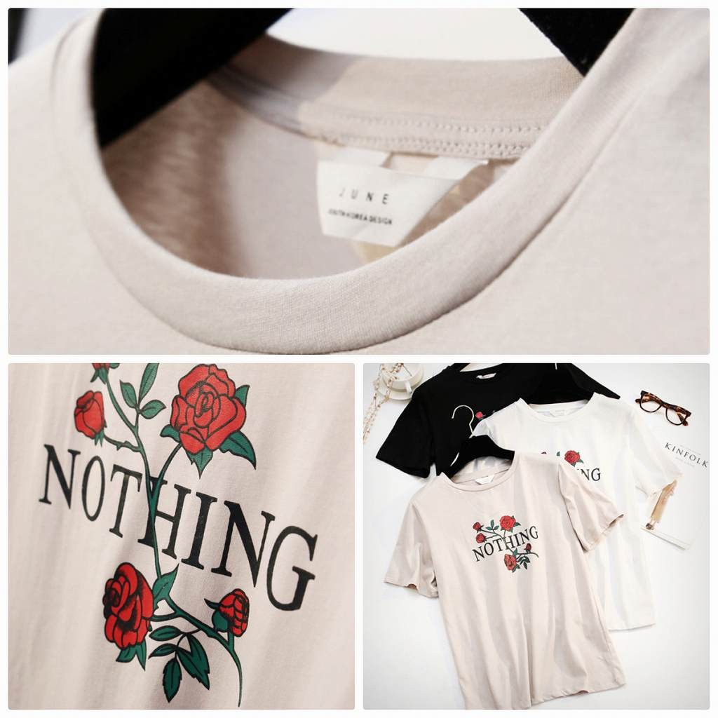 レディース　トップス　Tシャツ　半袖　綿　コットン　花柄　プリント　シンプル　ゆったり　カジュアル　大人可愛い　フェミニン　デート　お出かけ　普段着　ブラック　ホワイト　ベージュ　送料無料