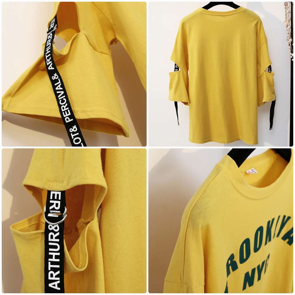 レディース　トップス　Tシャツ　無地　カットソー　半袖　綿　コットン　アームスリット　シンプル　プリント　リボン　ゆったり　カジュアル　大人可愛い　フェミニン　セクシー　デート　お出かけ　普段着　ブラック　ホワイト　レッド　イエロー　送料無料