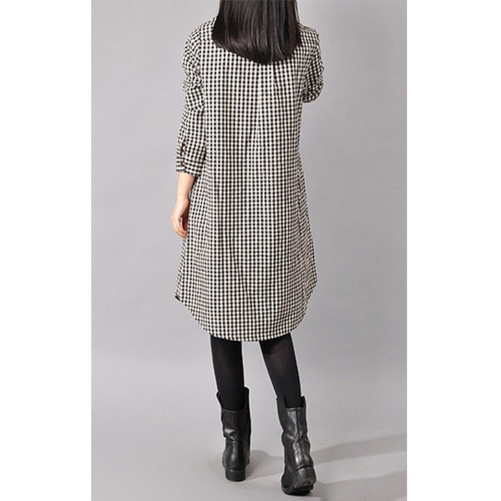 レディース　シャツワンピ　8分袖　ワンピース　チェック　ミモレ丈　コットン　シンプル　カジュアル　大きいサイズ　大人可愛い　フェミニン　ナチュラル　お出かけ　デート　デイリー　ブラック　レッド　送料無料