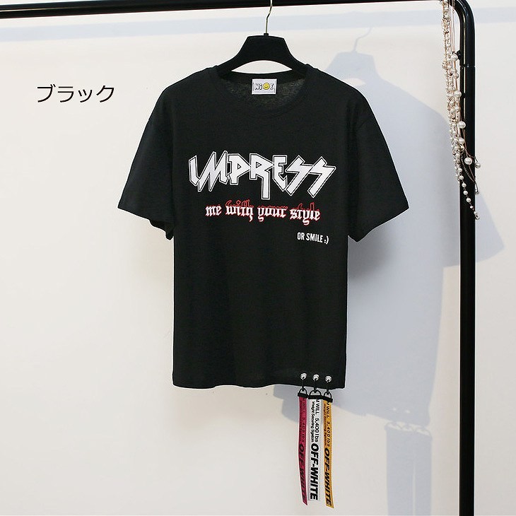 レディース　ショート丈　半袖　Tシャツ　クルーネック　ラウンドネック　トップス　人気　春物　夏物　女性　大人　カジュアル　キュート　可愛い　フェミニン　おしゃれ　ファッション　レッド　ブラック　ホワイト　フリーサイズ　ワンサイズ　送料無料