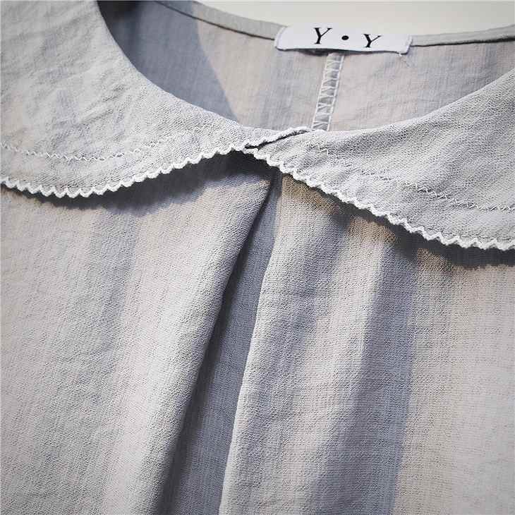 レディース　トップス　セーラーカラー　カットソー　シャツ　5分袖　無地　シンプル　カジュアル　フリーサイズ　大人可愛い　フェミニン　デート　お出かけ　デイリー　グレー　ホワイト　送料無料