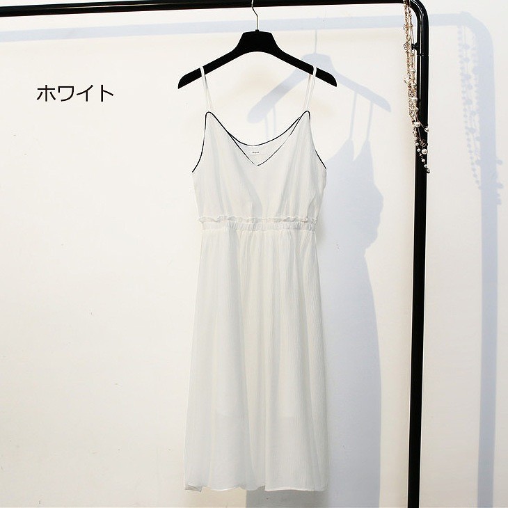 レディース　サマードレス　ワンピース　キャミソールワンピ　ミモレ丈　無地　裏地付き　シンプル　フリーサイズ　カジュアル　大人可愛い　フェミニン　デート　お出かけ　デイリー　ビーチ　コーヒー　ホワイト　ワイン　送料無料