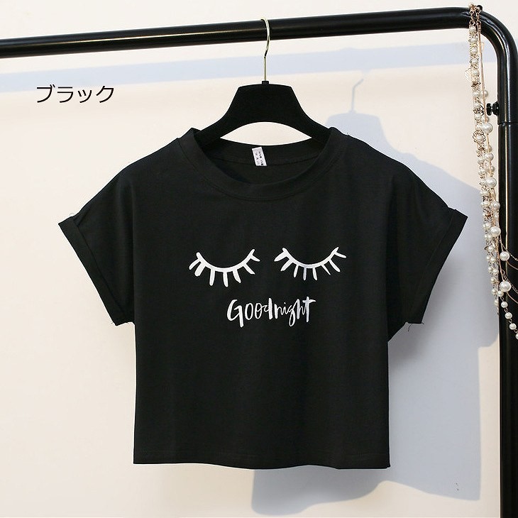 レディース　トップス　Tシャツ　ショート丈　カットソー　半袖　綿　コットン　シンプル　プリント　ゆったり　カジュアル　大人可愛い　フェミニン　デート　お出かけ　普段着　ホワイト　ブラック　ピンク　送料無料
