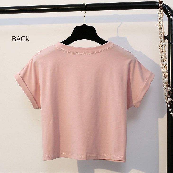 レディース　トップス　Tシャツ　半袖　綿　シンプル　ショート丈　プリント　キャラクター　ゆったり　カジュアル　かわいい　大人可愛い　フェミニン　デート　お出かけ　普段着　ホワイト　ブラック　ピンク　送料無料