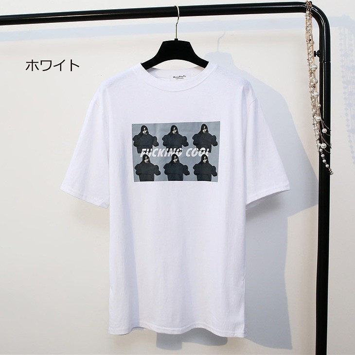 レディース　トップス　Tシャツ　半袖　綿　シンプル　プリント　ゆったり　カジュアル　大人可愛い　フェミニン　お出かけ　普段着　ワイン　ホワイト　カーキ　送料無料