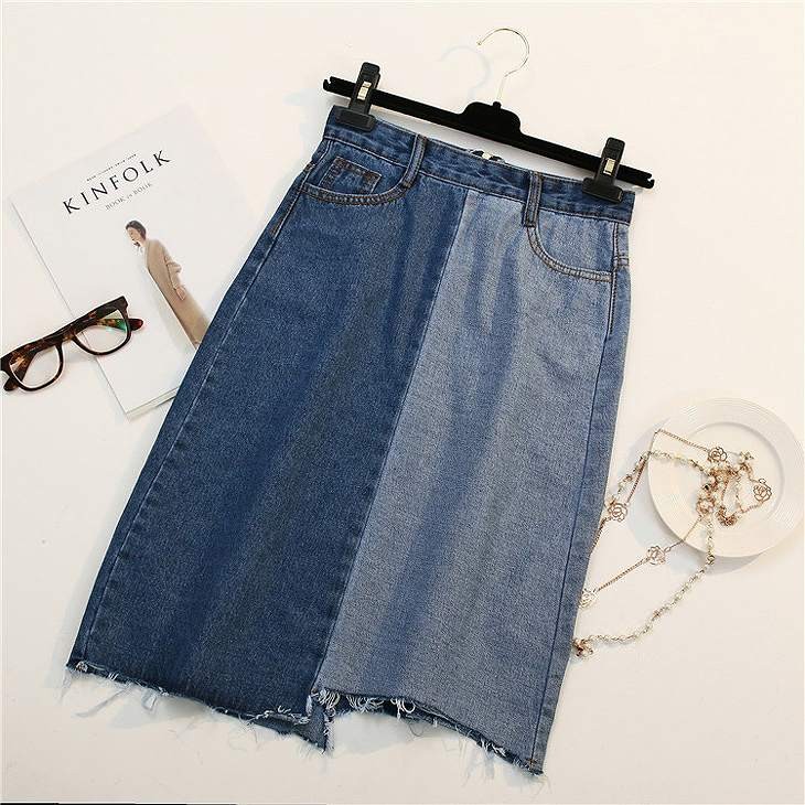 レディース　スカート　デニム　アシンメトリー　ジッパースカート　カットオフ　切りっぱなし　春　夏　カジュアル　フェミニン　キュート　可愛い　おしゃれ　セクシー　無地　ブルー　送料無料
