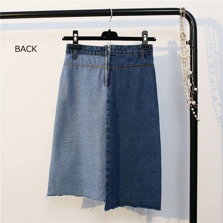 レディース　スカート　デニム　アシンメトリー　ジッパースカート　カットオフ　切りっぱなし　春　夏　カジュアル　フェミニン　キュート　可愛い　おしゃれ　セクシー　無地　ブルー　送料無料