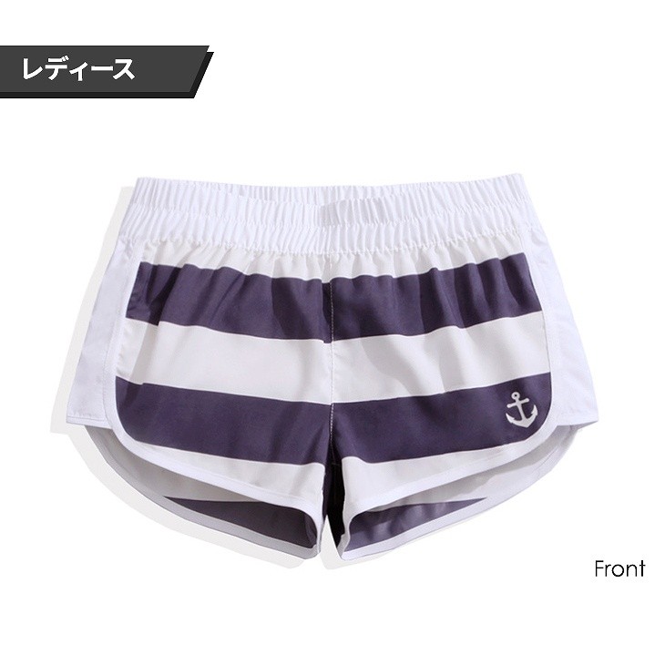 レディース　メンズ　水着　スイムウェア　サーフパンツ　海パン　ボーダー　トランクス　カジュアル　大きいサイズ　カップル　お揃い　ペア　夏　ビーチ　リゾート　マリン　海水浴　プール　スイミング　ネイビー　送料無料　