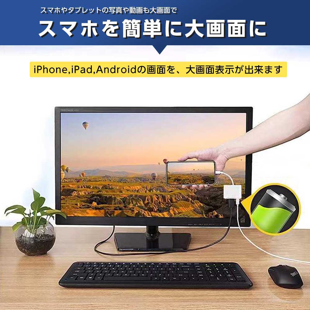 Type-C 変換アダプター HDMI 変換アダプタ 4K 高画質 3in1 変換