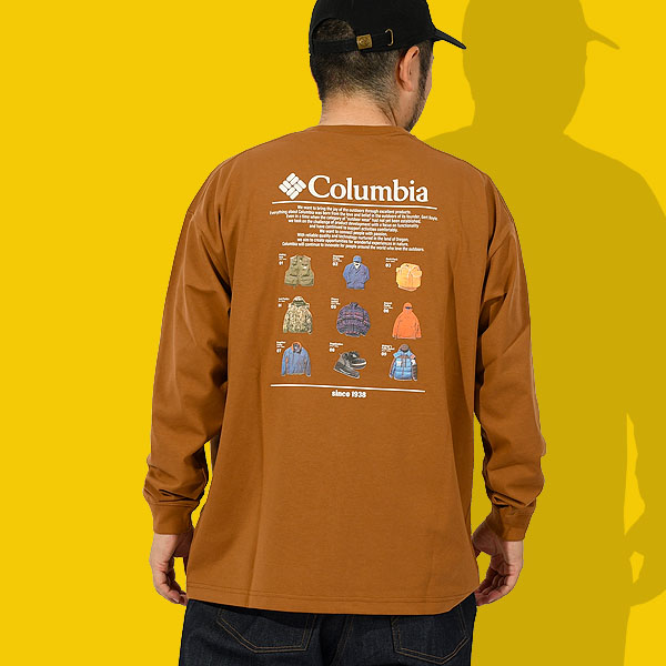 ラスト1着 コロンビア 長袖Tシャツ Columbia メンズ レディース オーバーサイズ バックプリント UVカット 吸湿速乾 ロンT トップス PM0325 Columbia ラスト1着 コロンビア 長袖Tシャツ メンズ レディース
