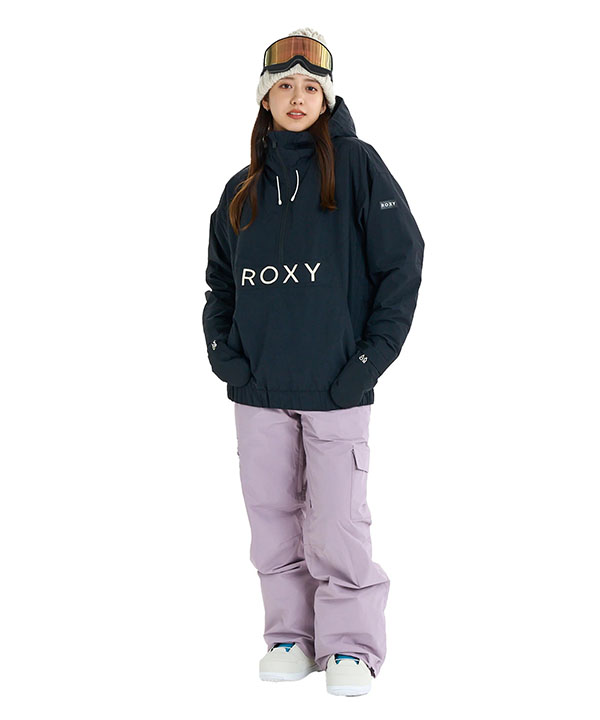 試着のみ ROXY スノーボードウェア S フード付きアノラック ブラック 美品 ROXY（ロキシー） スノーウェア ALPHA ANORAK JK レディース