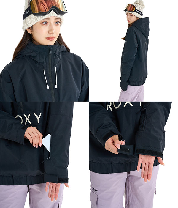 ATSU☺︎ROXY ロキシー スノボ ウェア アノラックジャケットブラック ROXY（ロキシー） スノーウェア ALPHA ANORAK JK レディース