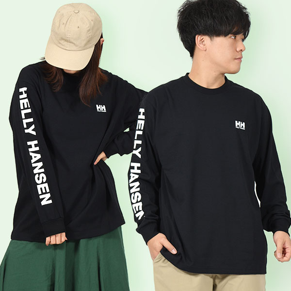 ヘリーハンセン 袖ロゴ 長袖Tシャツ ロンT メンズ レディース HELLY HANSEN L/S Letter Tee レター ティーオーバーサイズ 抗菌消臭 速乾 he32331｜elephant｜02