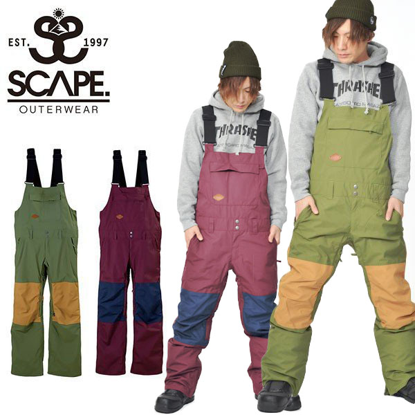 スノーボードウェア SCAPE エスケープ OVERALL PANTS メンズ パンツ オーバーオール ビブ スノボ 2018-2019冬新作