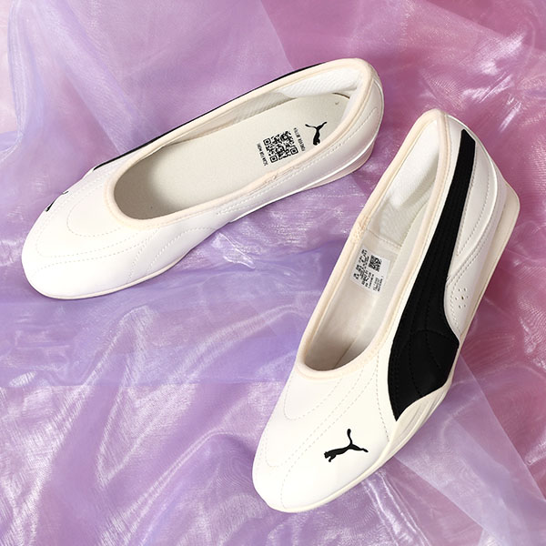 花粉症さま　Puma バレエ　フラットシューズ ホワイト PUMA（プーマ） 2026春夏新作 レディース パンプス スニーカー