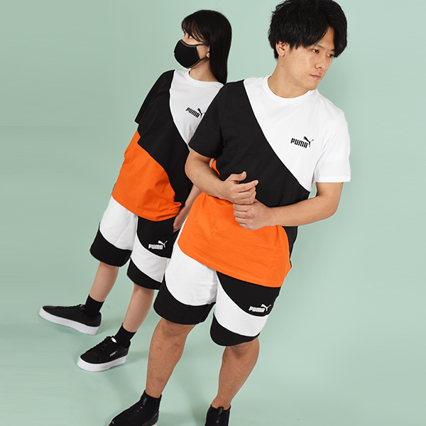 31%off プーマ メンズ レディース 半袖 Tシャツ ハーフパンツ 上下セット PUMA POWER キャット Tシャツ スウェットショーツ  675736 675755